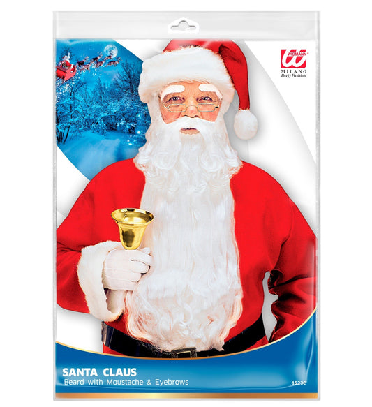 Weißer Weihnachtsmann Vollbart mit Schnurrbart und buschigen Augenbrauen aus Kunstfaser
