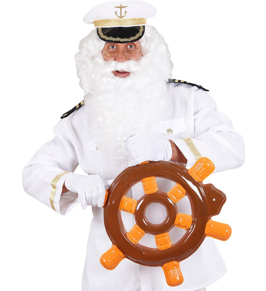 Weißes Weihnachtsmann Perücke und Bart Set aus Kunstfaser für Herren, 30 cm lang.