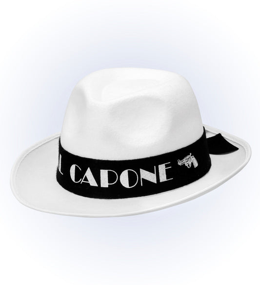 "WEISSER AL CAPONE HUT" aus Filz – Vorderansicht