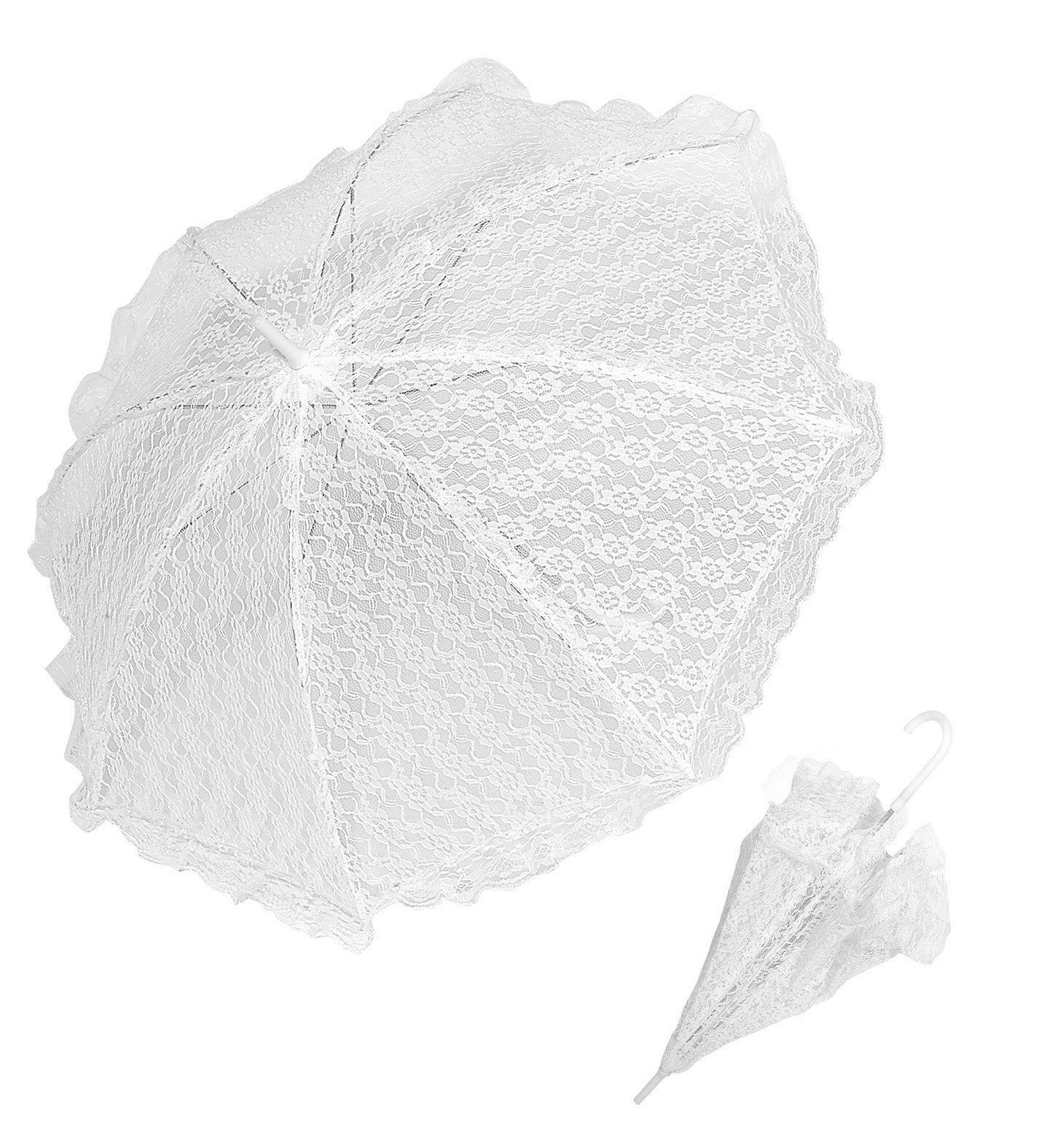 Widmann Weißer Spitzenparasol – 83 cm Durchmesser, Faltbar & Leicht - Fasnacht24.ch