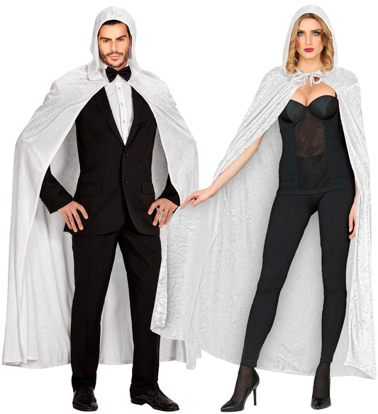 Widmann Weißer Samt Kapuzenumhang – 150 cm Länge - Fasnacht24.ch