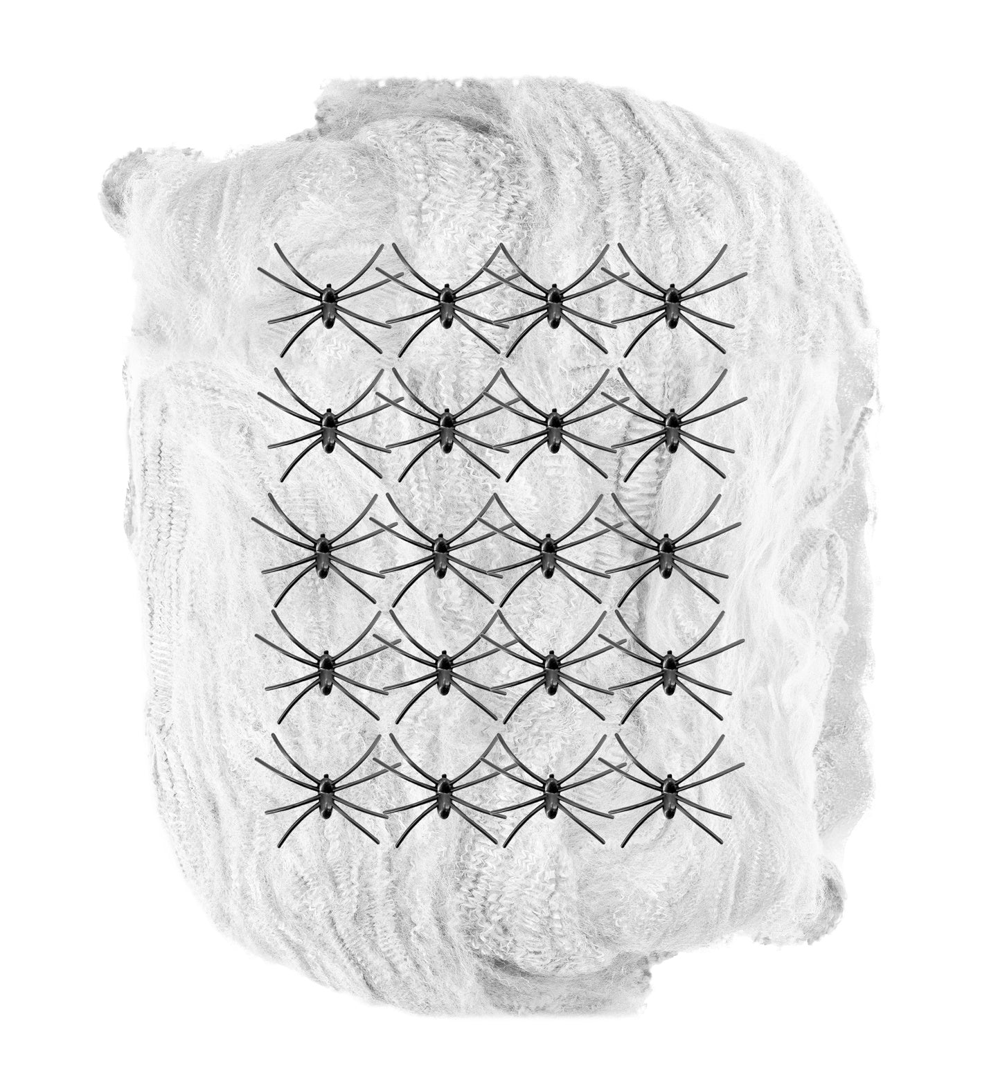 Widmann Weißes Spinnennetz 500g Mit 20 Schwarzen Spinnen – Halloween Dekoration - Fasnacht24.ch