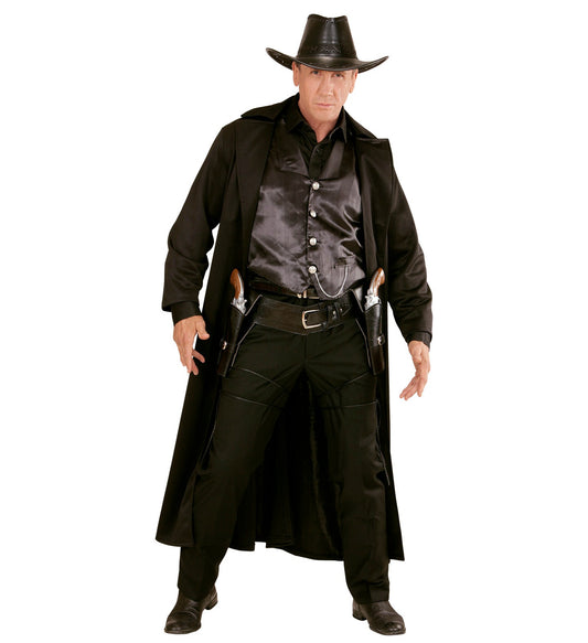 Widmann Western Doppel Pistolenholster – Schwarzes Leder, Verstellbar - Fasnacht24.ch