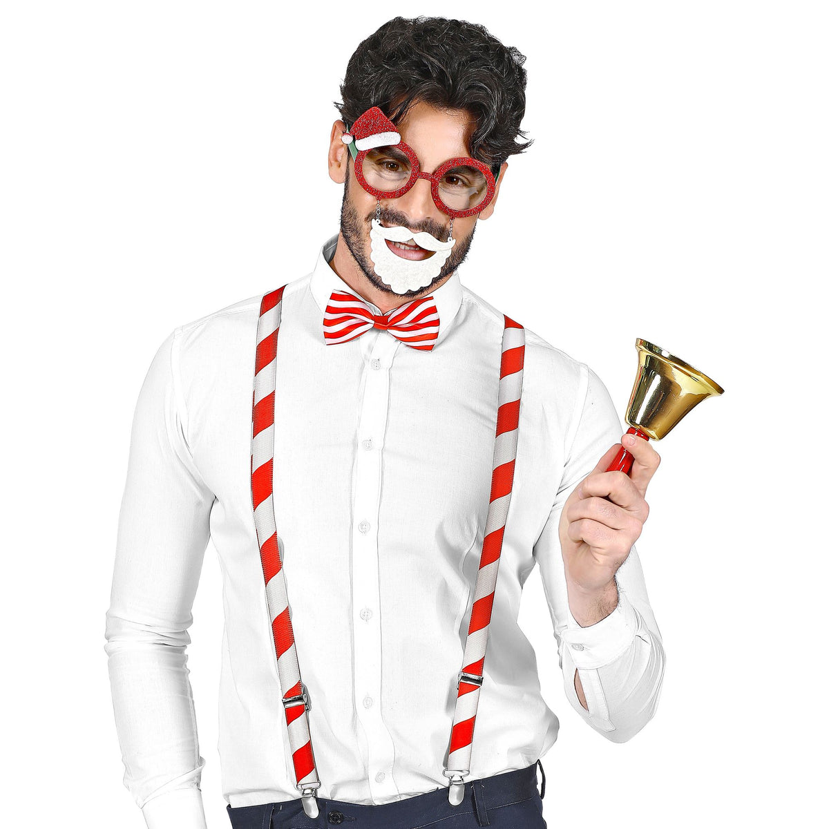 Widmann Weihnachtsmann-Set mit Brille Hosenträgern und Fliege – Ansicht 7