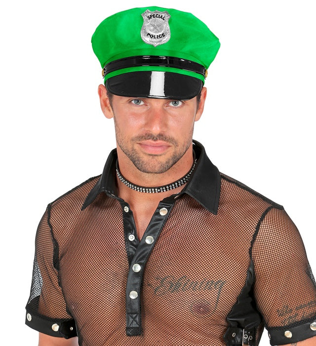 "NEON GRÜNE POLIZEIMÜTZE"