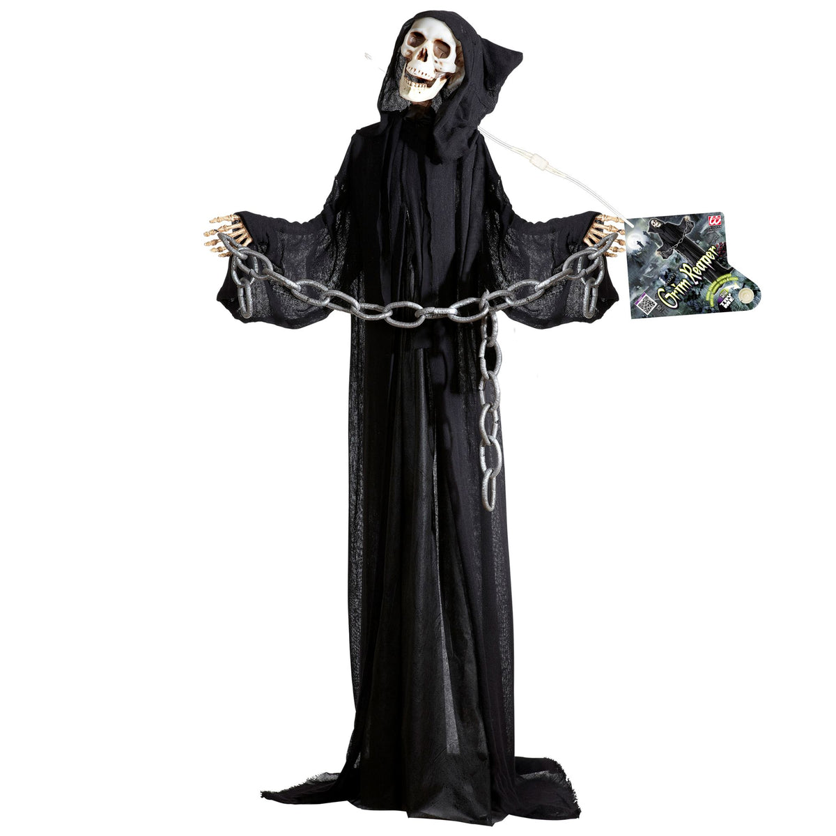 "GRIM REAPER MIT SICH DREHENDEM LEUCHTENDEM KOPF UND TON" geräuschaktiviert- 162 cm