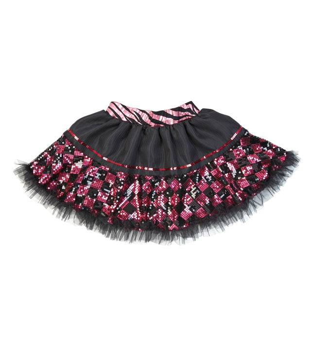 "SCHACHBRETT PAILLETTENROCK SCHWARZ - ROSA"