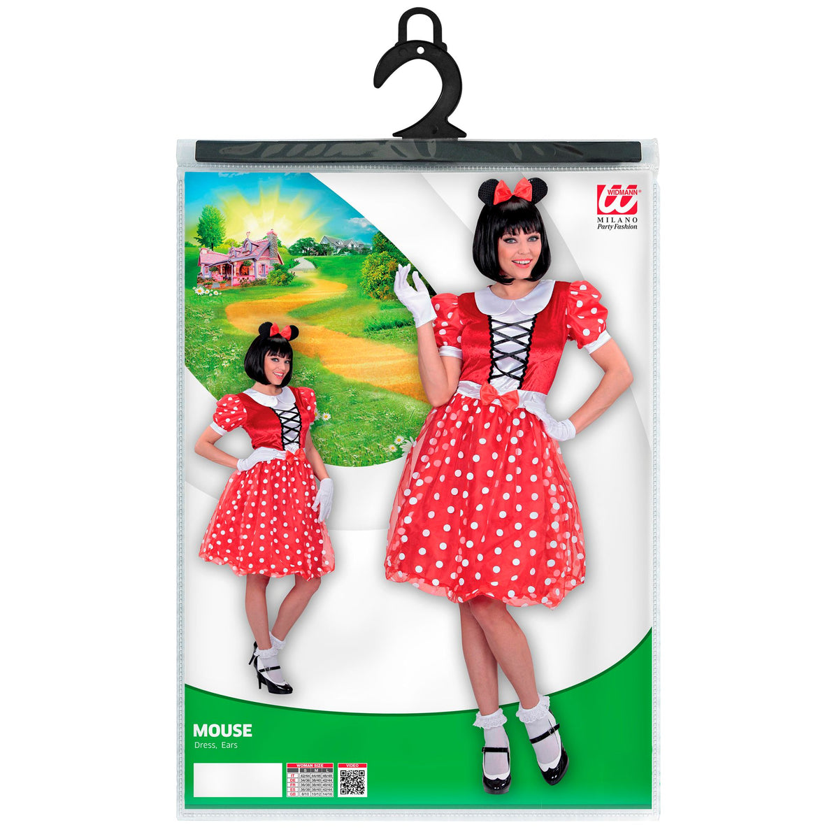 Widmann Mäuschen Kostüm mit rotem Kleid und Ohren – Rückansicht
