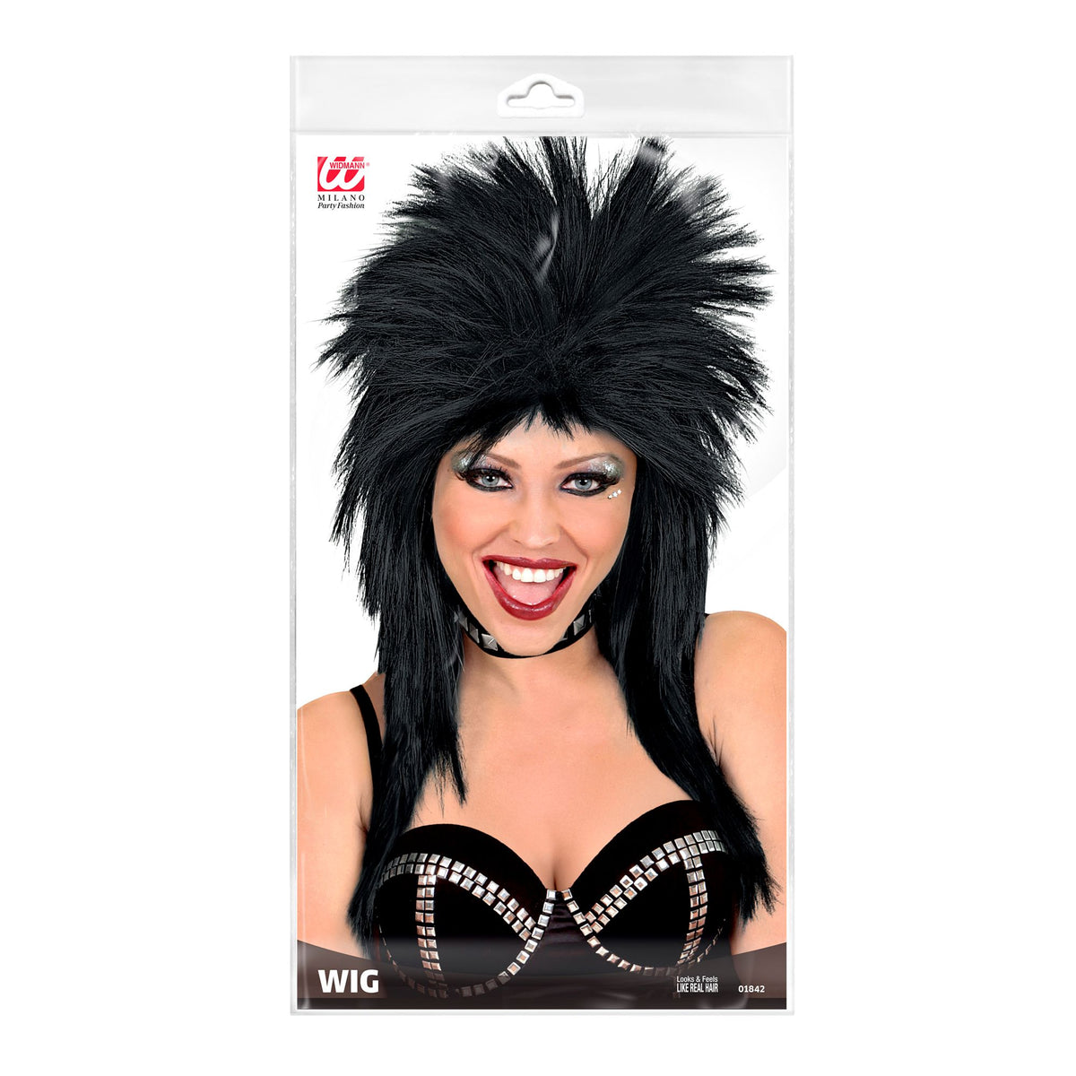 "SCHWARZE ROCKSTAR PERÜCKE" in Polybag
