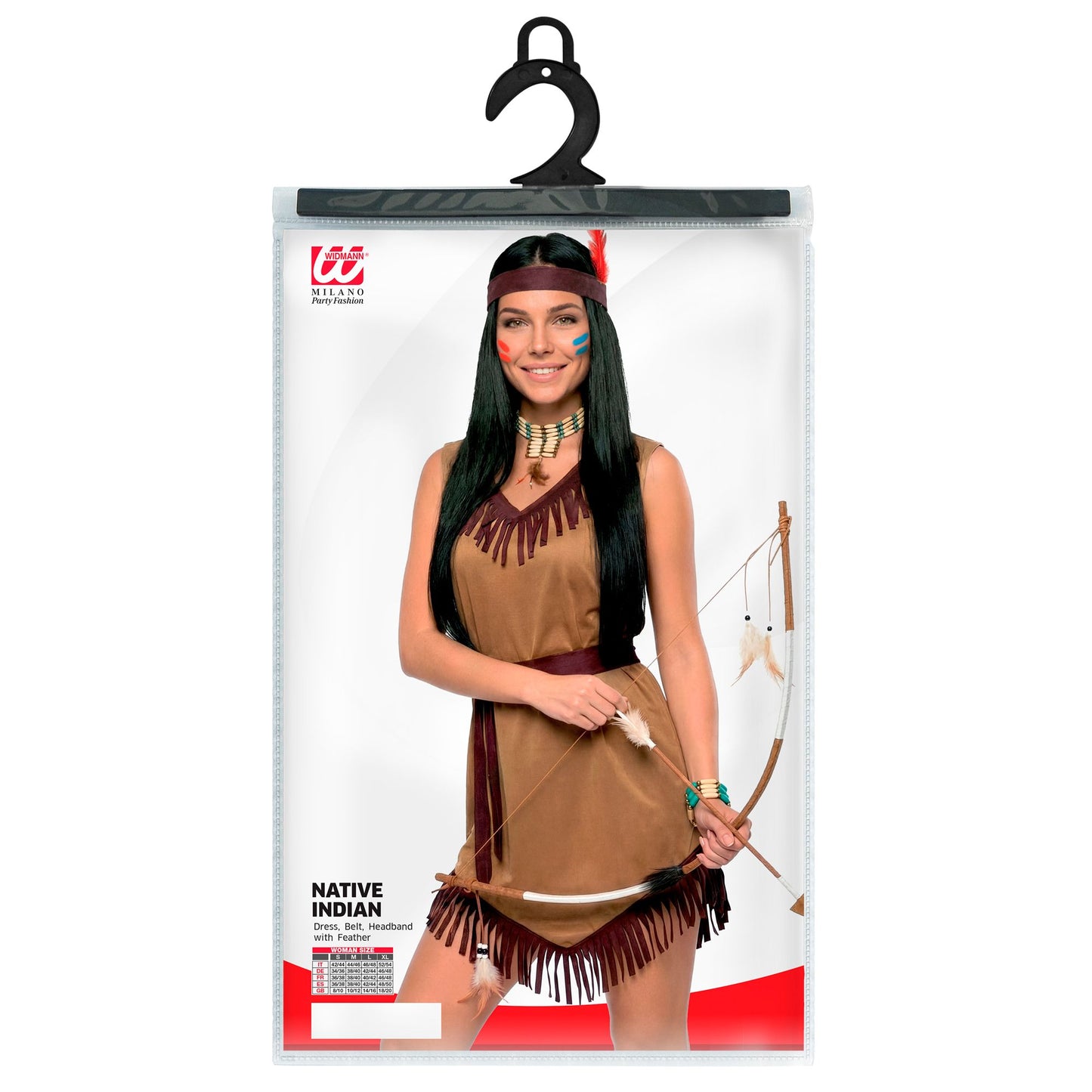 Widmann Indianerinnen-Kostüm mit Kleid Gürtel und Stirnband für Fasnacht – Seitenansicht
