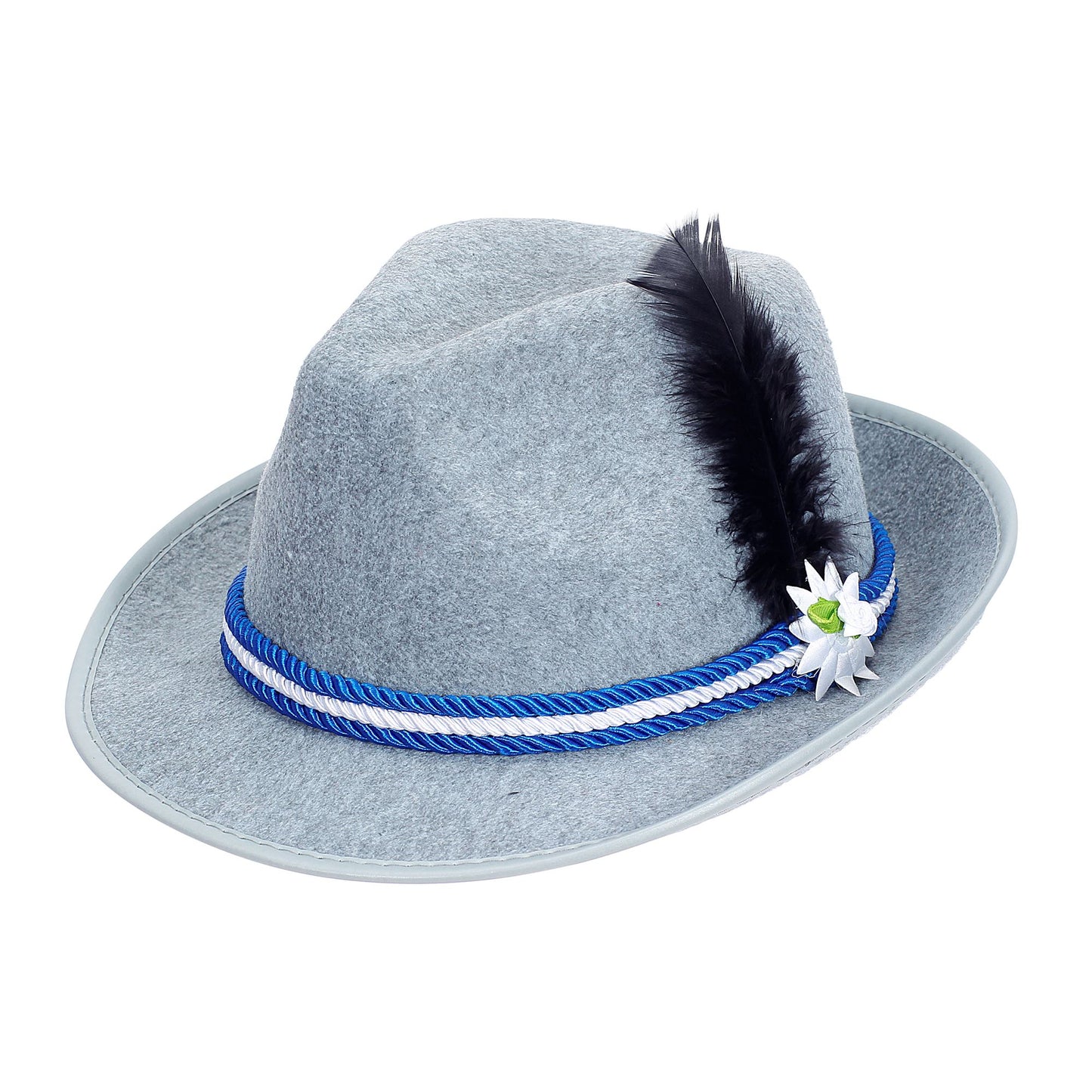Bayerischer Fedora Hut mit Edelweiß und Feder für traditionelle Fasnacht