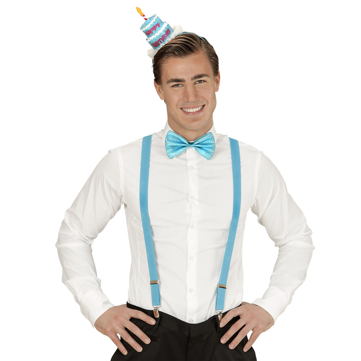 Widmann Haarreif Geburtstag «Happy Birthday» mit Fliege in sortierter Farbe – Rückansicht