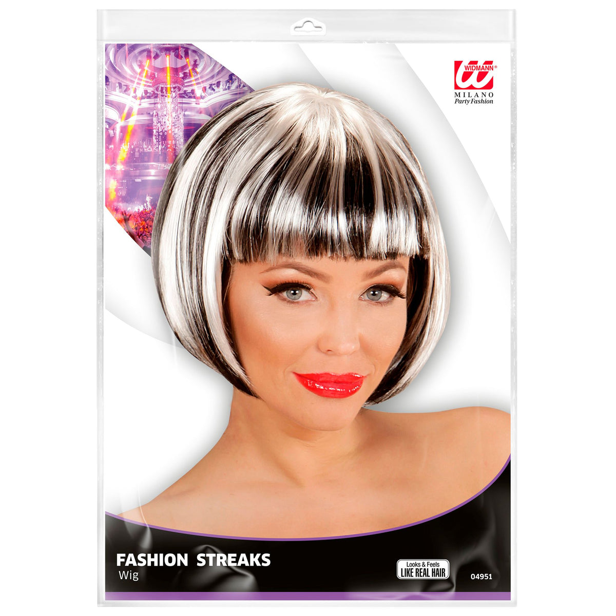 "FASHION STREAKS PERÜCKE SCHWARZ-WEIß" in Polybag