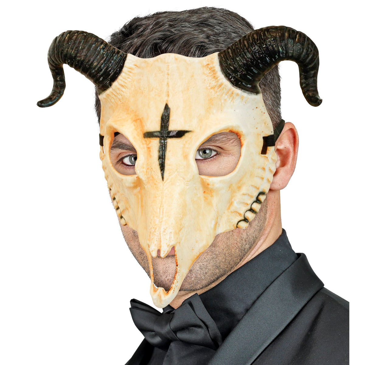 "WIDDERSCHÄDEL DES SATANS MASKE AUS HARDPLASTIK"