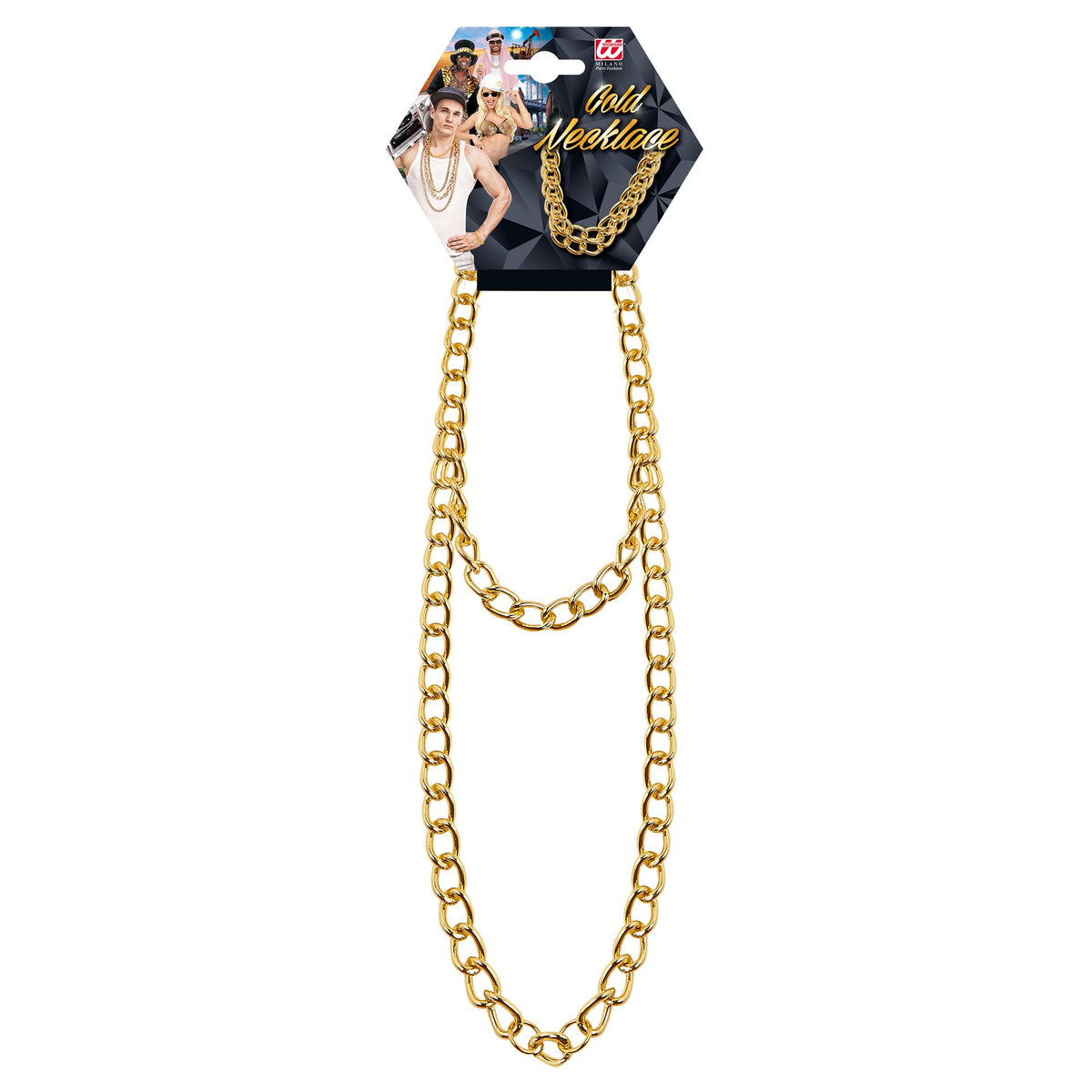 Widmann goldene Kette 120 cm aus Aluminium – Seitenansicht