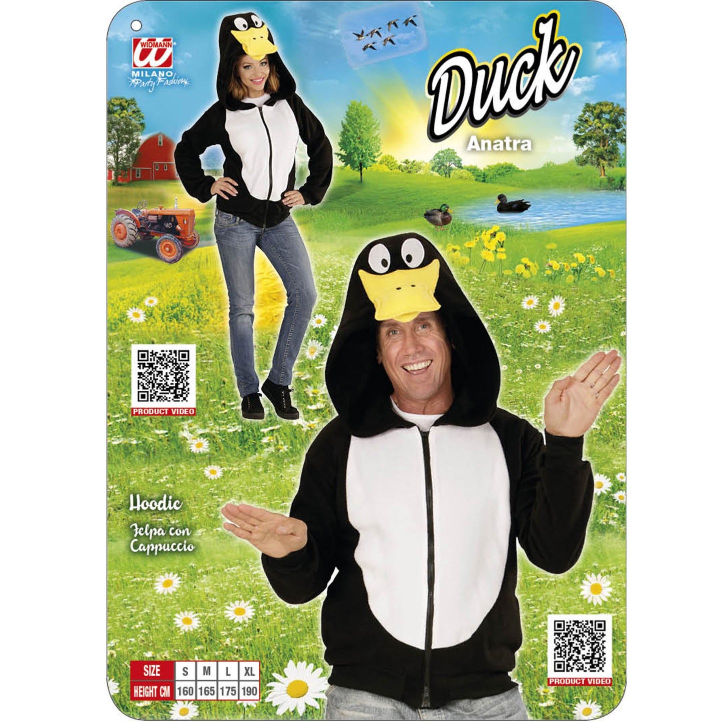Widmann Enten-Fleecejacke mit Kapuze in Gelb für Fasnacht – Rückansicht
