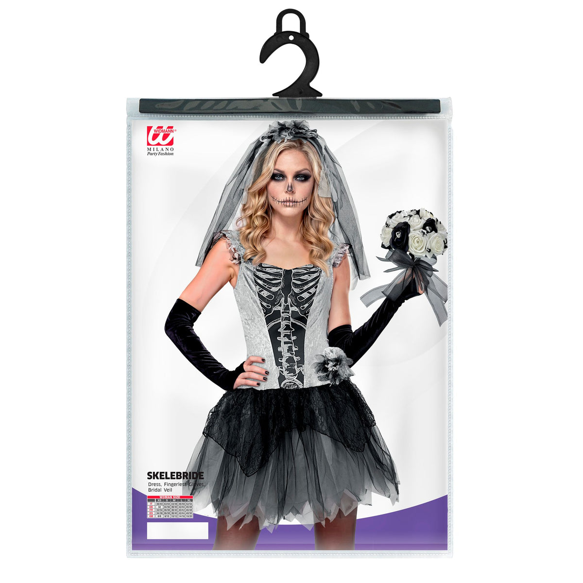 "SKELEBRIDE" (Kleid, fingerlose Handschuhe, Brautschleier)