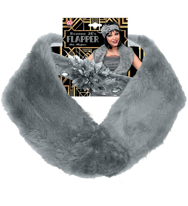 "ROARING 20s FLAPPER" (Stola aus Kunstpelz, Kopfschmuck mit Pailletten & Federn)