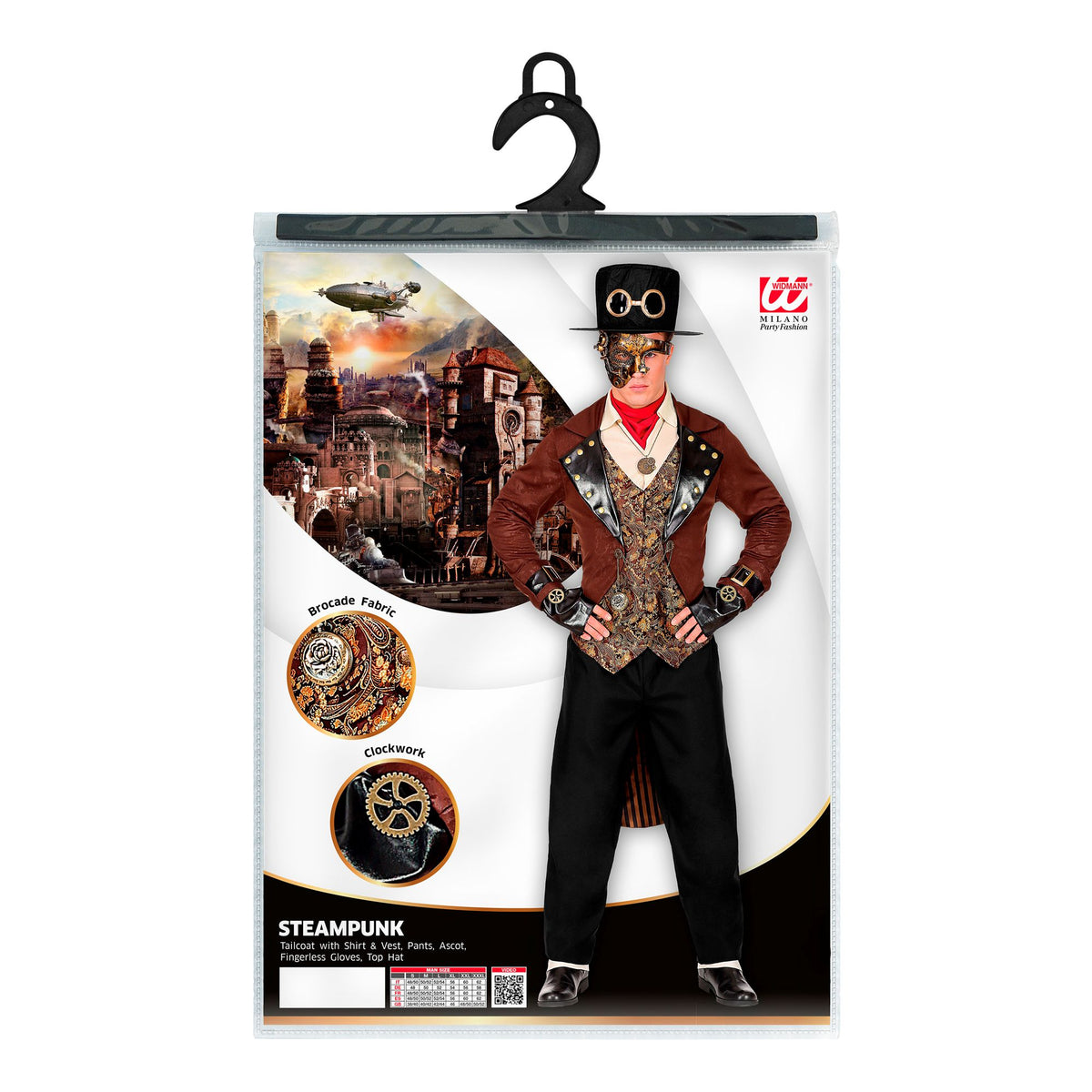 Widmann Steampunk Herren Kostüm mit Frack und Zubehör – Verpackung