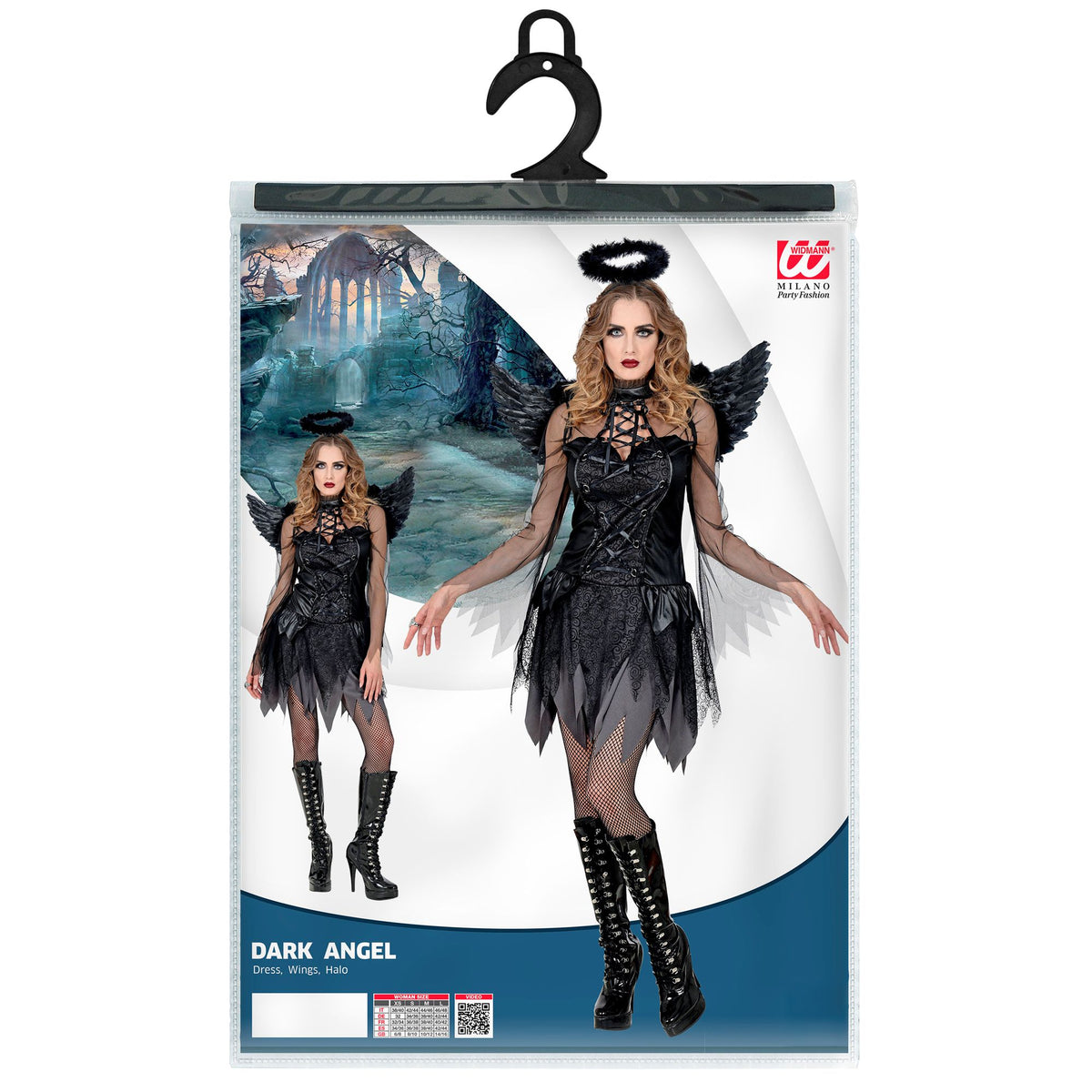 "DUNKLER ENGEL" (Kleid, Flügel, Heiligenschein)