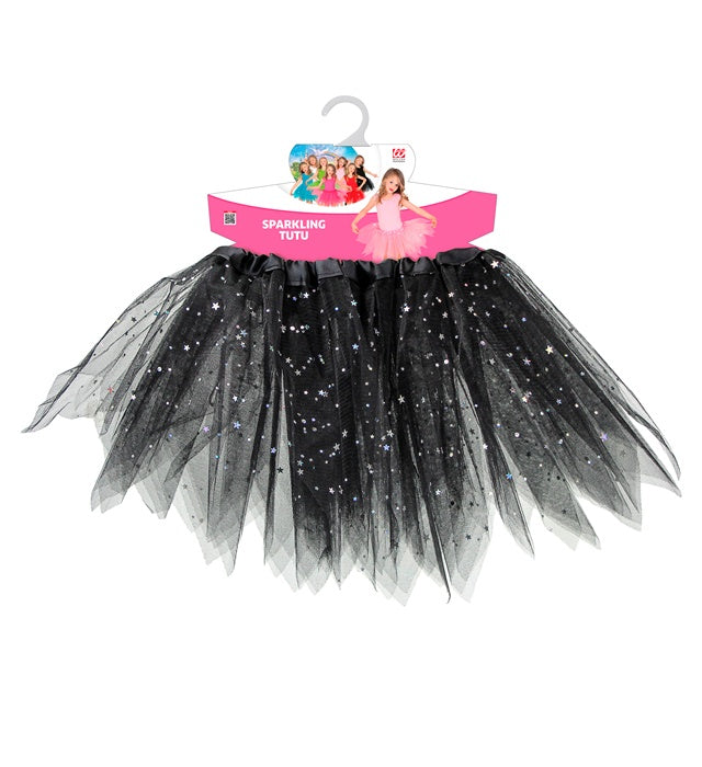 "SCHWARZER GLITZERNDER TUTU" 30 cm