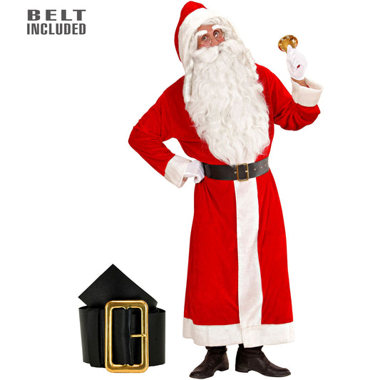 Luxuriöser Weihnachtsmann-Mantel aus Samt mit Kapuze und Plüschrand