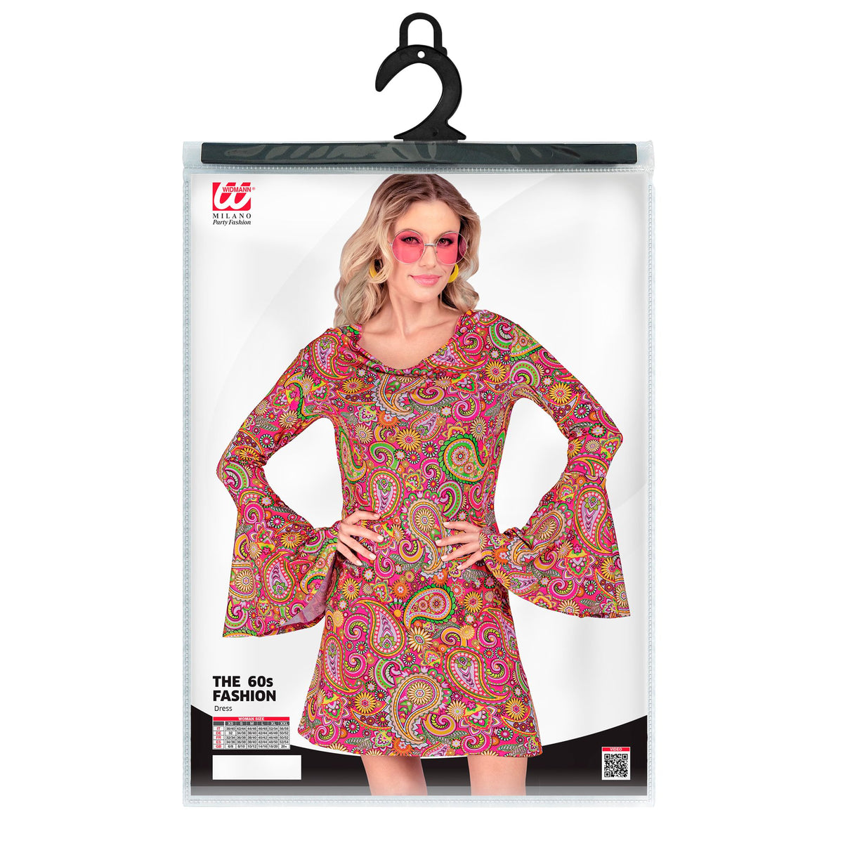 Widmann 60er-Jahre-Hippie-Kleid mit Paisley-Muster in Pink und Rosa – Seitenansicht
