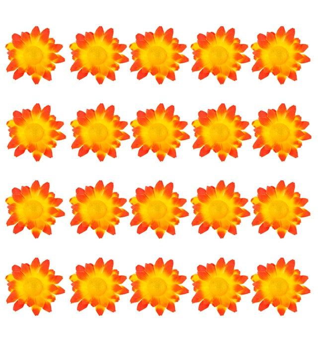"BOX MIT 20 DEKOBLUMEN - ORANGE" zur Dekoration von Tischen, Hüten, Kostümen, Basteln usw.