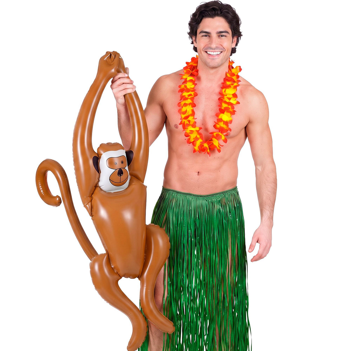 Widmann Dekoration Aufblasbarer schaukelnder Affe 90 cm – Fasnacht & Mottoparty-Deko