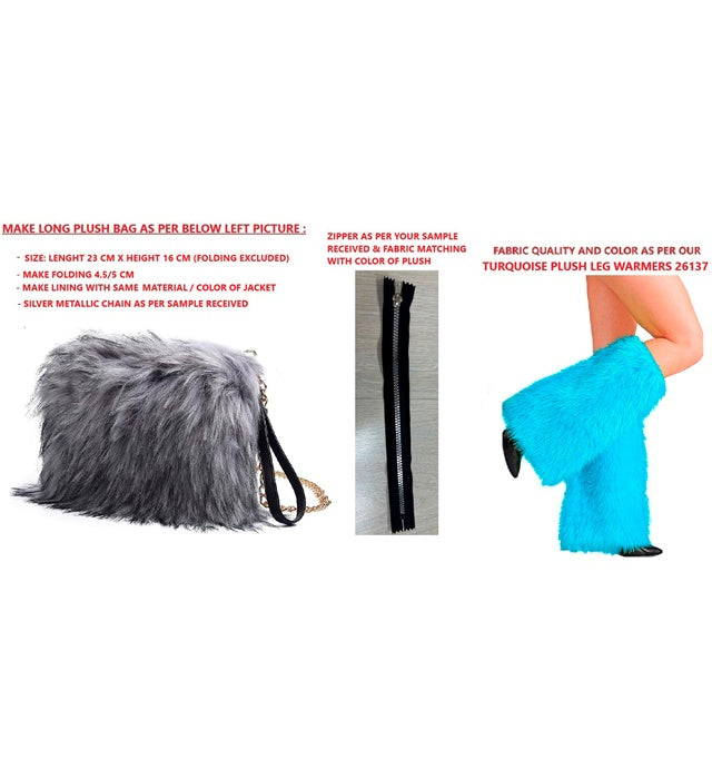 "HANDTASCHE LANGHAARPLÜSCH HELLBLAU"