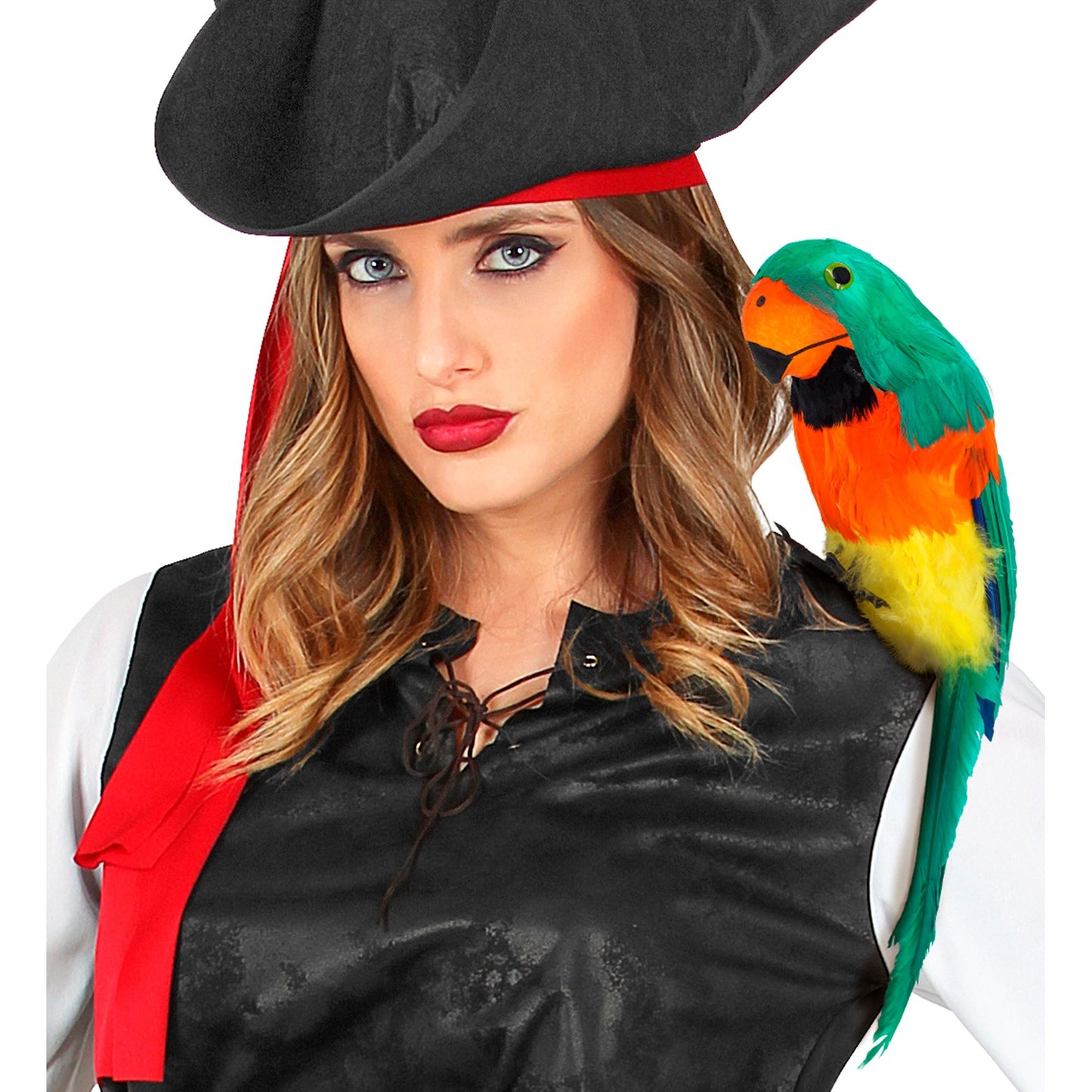 Grüner Papagei mit Federn 40 cm – Deko und Kostümzubehör für Fasnacht & Mottoparty