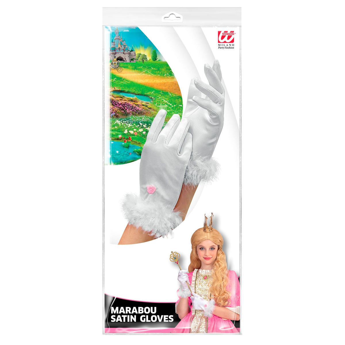 "SATIN HANDSCHUHE MIT MARABOU WEIß" in Kindergröße