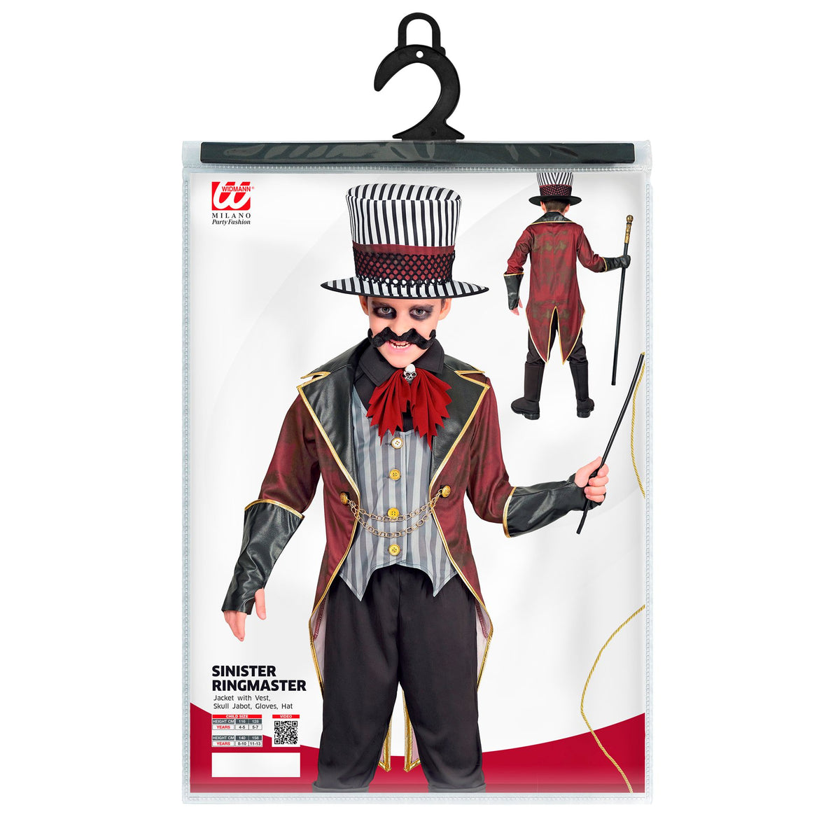 "BÖSER ZIRKUSDIREKTOR" (Frack mit Weste, Jabot mit Totenkopf, Handschuhe, Hut)