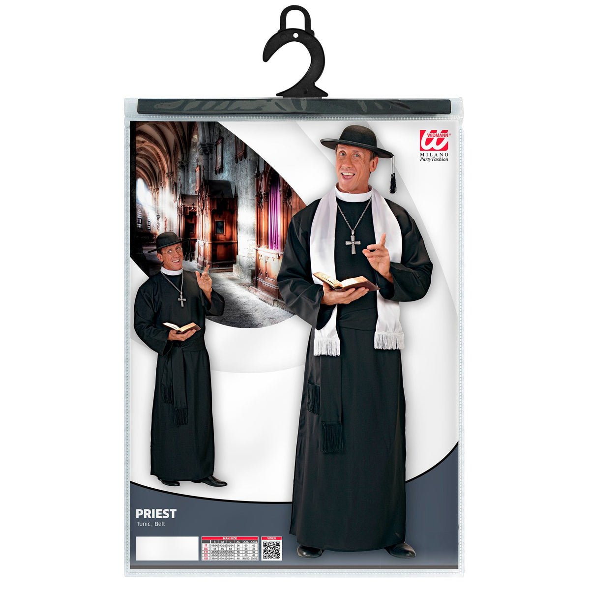 Widmann Priester-Kostüm mit Robe und Gürtel in Grösse S – Rückansicht
