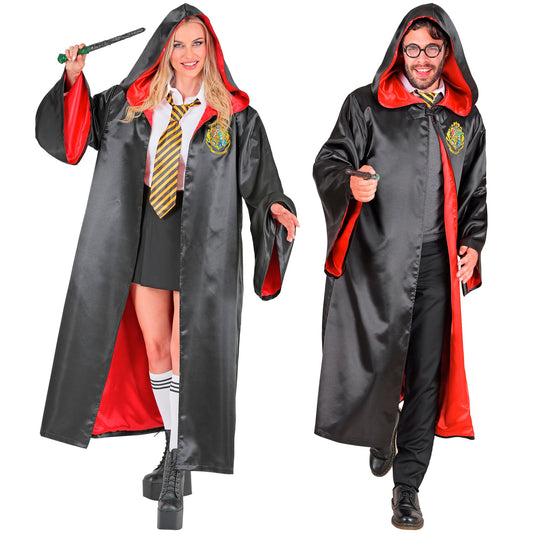 Widmann Zauberlehrling-Robe mit Kapuze, schwarzes Kostüm für Fasnacht und Mottopartys – Produktansicht