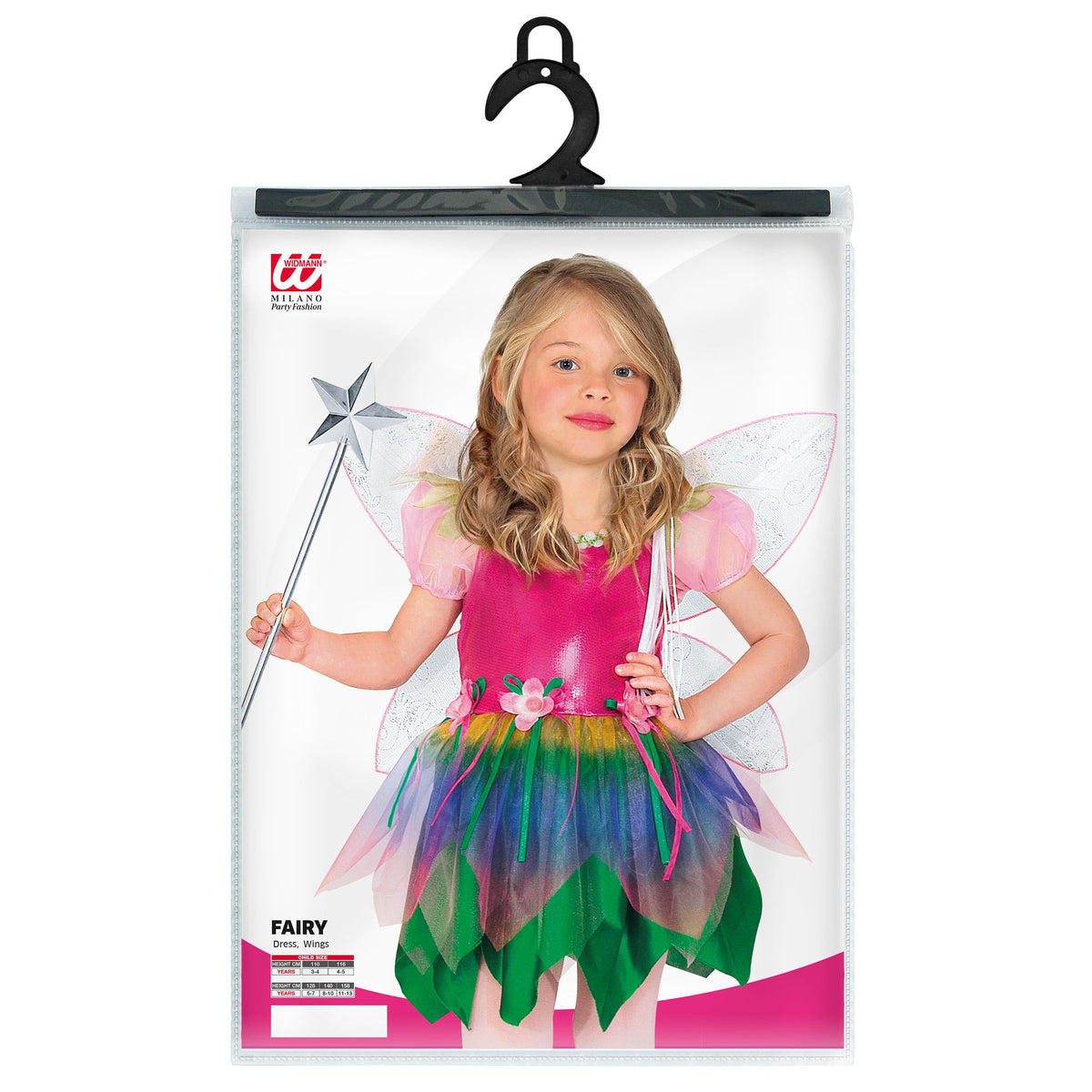 Widmann Regenbogenfee Kinderkostüm mit Kleid und Flügeln – Detailansicht