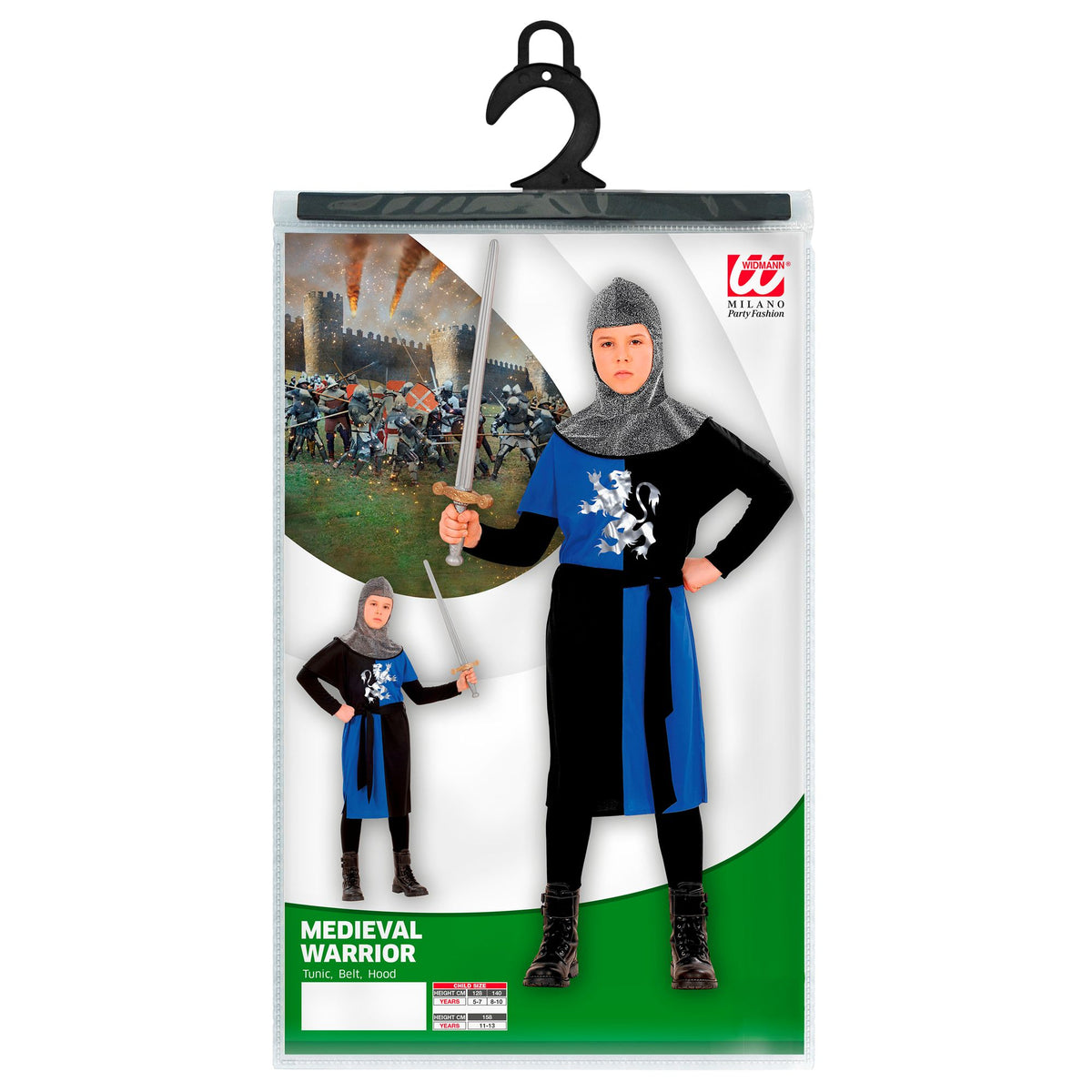 "MITTELALTERLICHER KRIEGER" - blau (Coat, Gürtel, Kapuze)