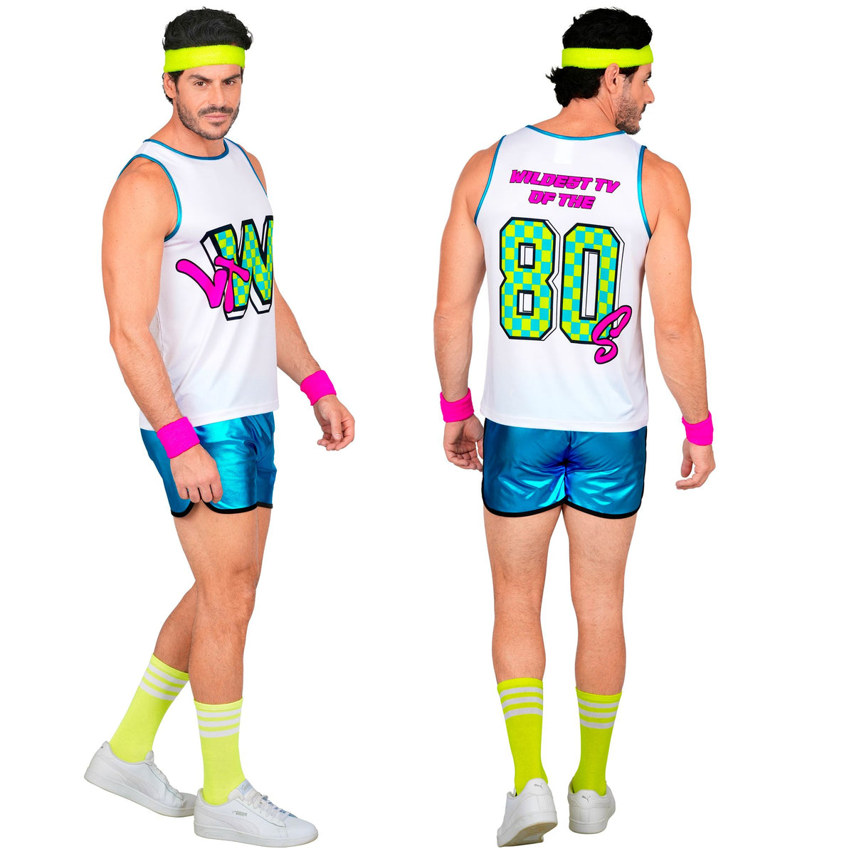 Widmann 80er-Jahre-Aerobic-Star-Kostüm mit Shirt und Shorts – Ansicht 8
