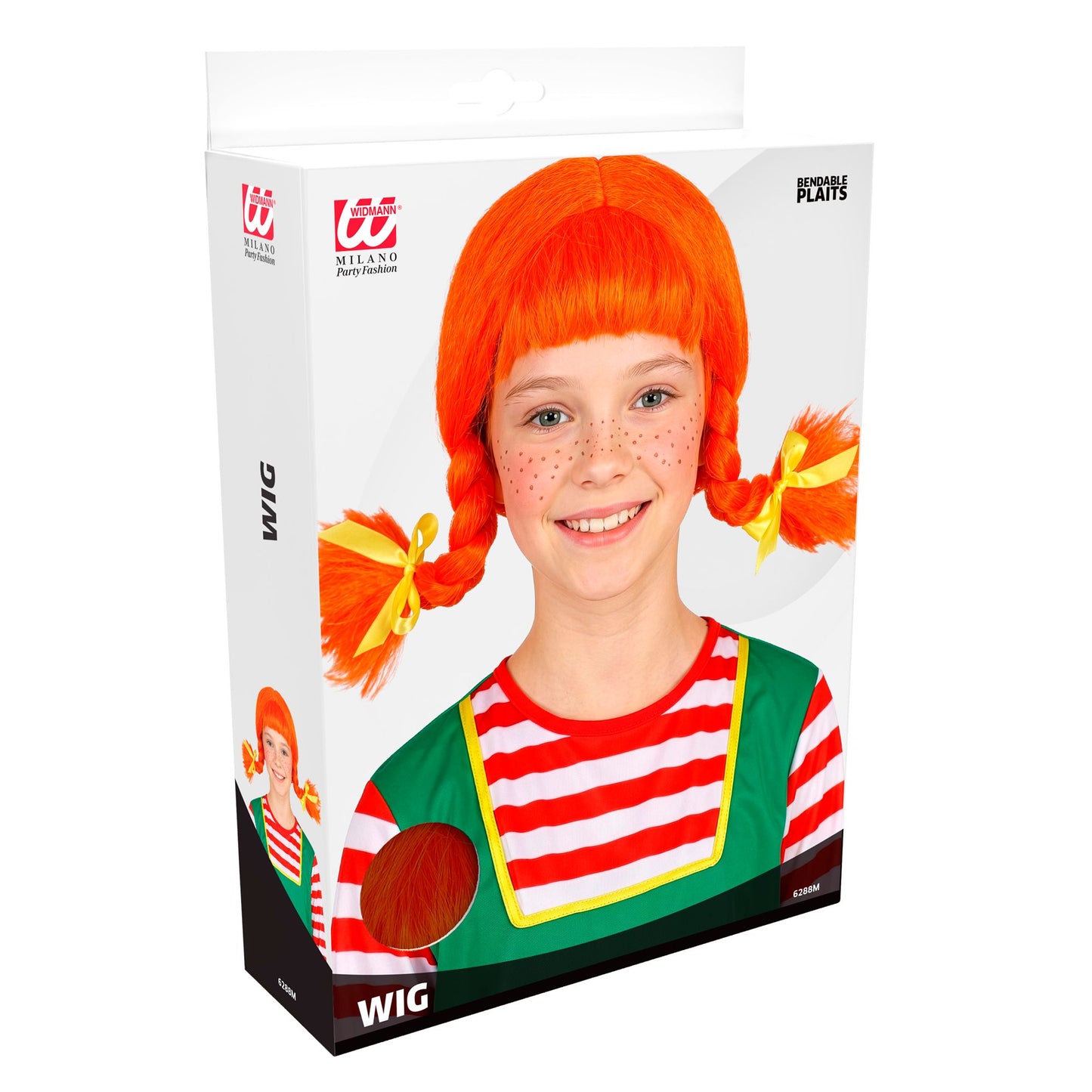 Bunte Perücke mit modellierbaren Zöpfen für Fasnacht & Mottopartys