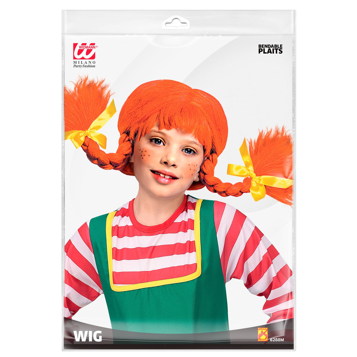 "PERÜCKE LUSTIGES MÄDCHEN" mit modellierbaren Zöpfen - in Polybag