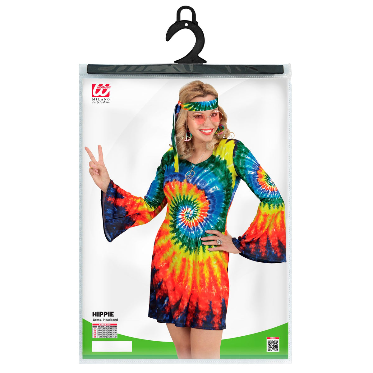"PSYCHEDELIC HIPPIE GIRL" (Kleid, Stirnband)