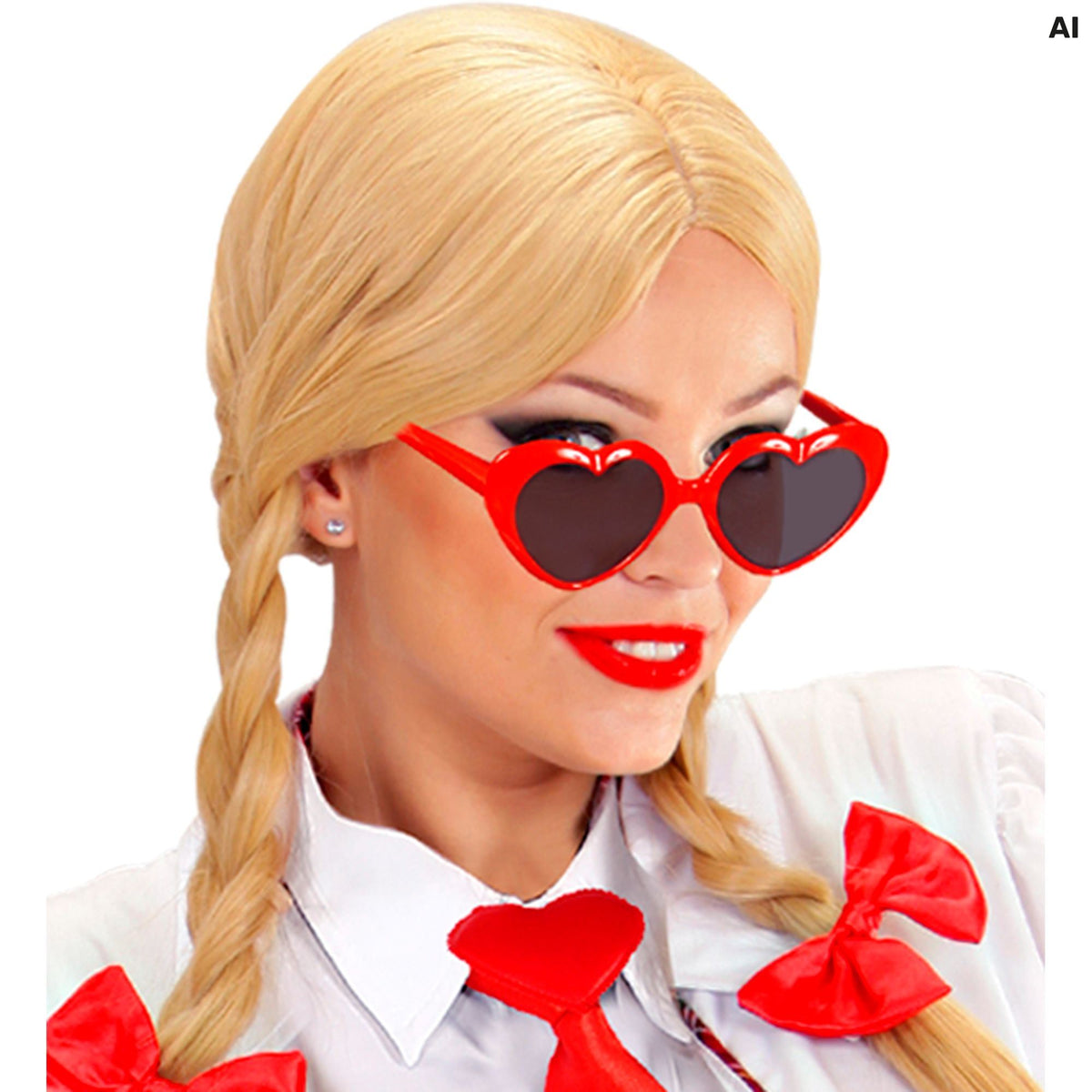 Widmann rote Herzbrille für Fasnacht und Partys – Rückansicht