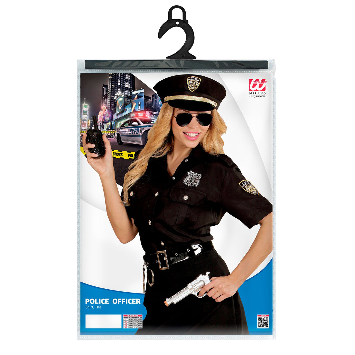 Widmann Polizistin Kostüm Damen mit Bluse und Mütze in Schwarz – Rückansicht