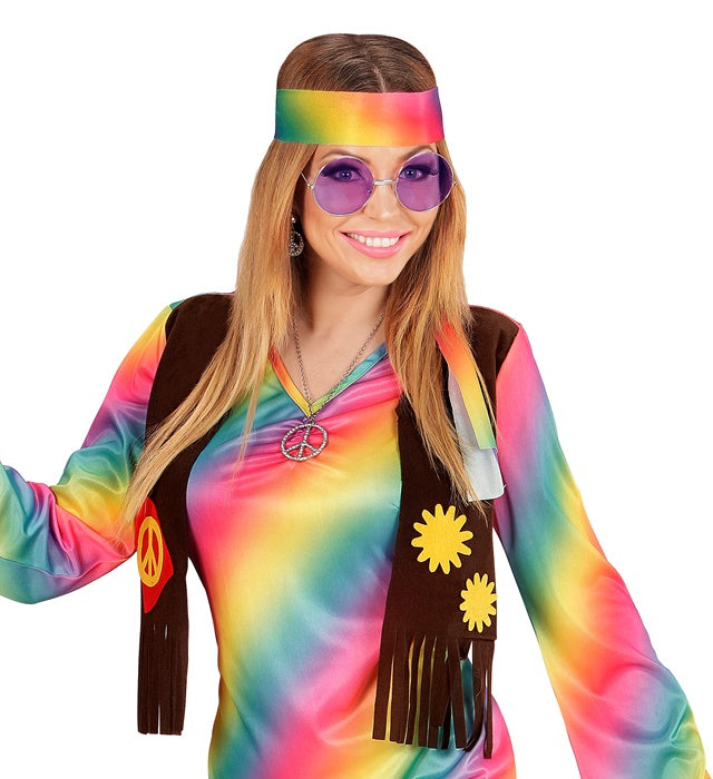 Widmann Hippie-Brille XL mit violetten Gläsern, 6 cm – Rückansicht