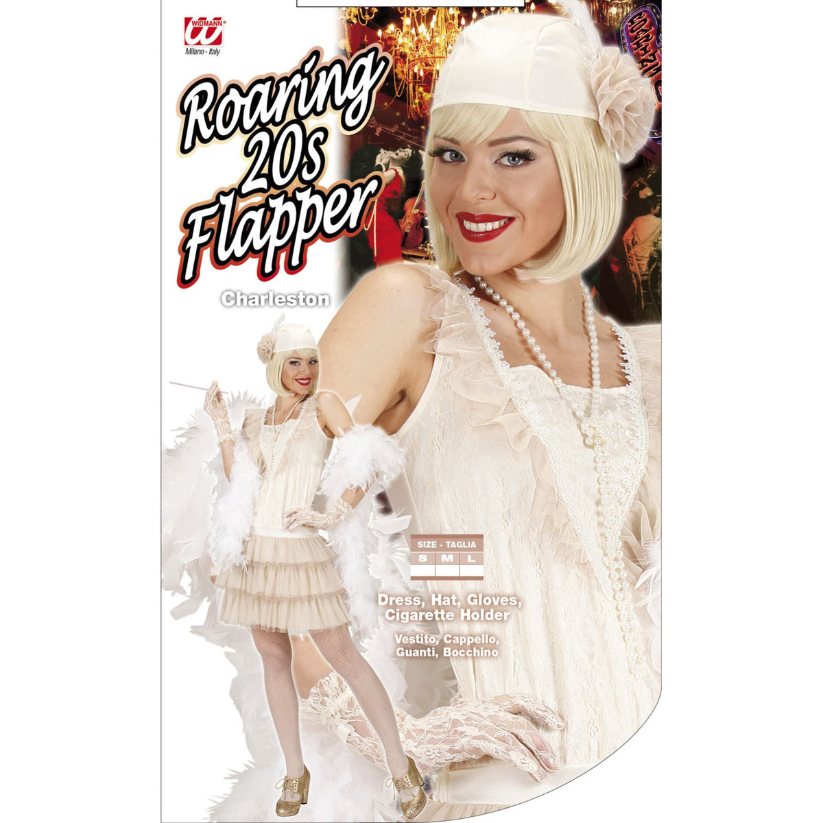 "20ER JAHRE ROARING CHARLESTON" (Kleid, Hut, Handschuhe, Zigarettenhalter)