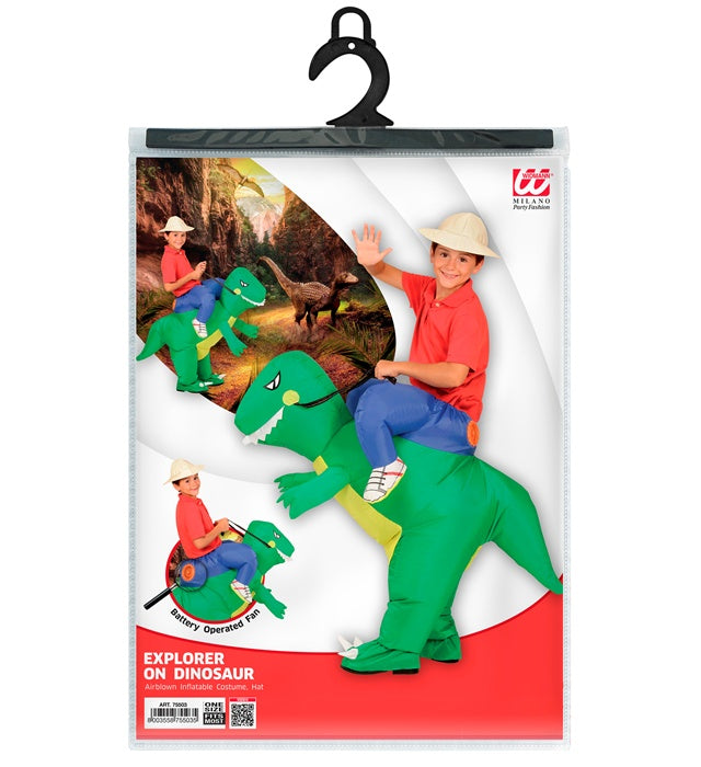 "DINOSAURIER" (aufblasbares Kostüm m. integriertem Gebläse, Hut)