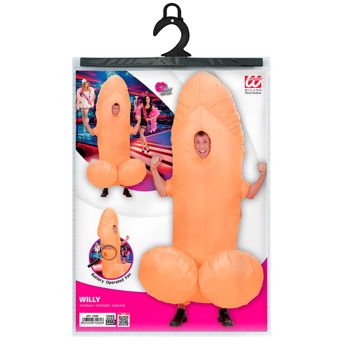 Widmann "WILLY" (aufblasbares Kostüm mit Gebläse) mit Batterie – Verpackung