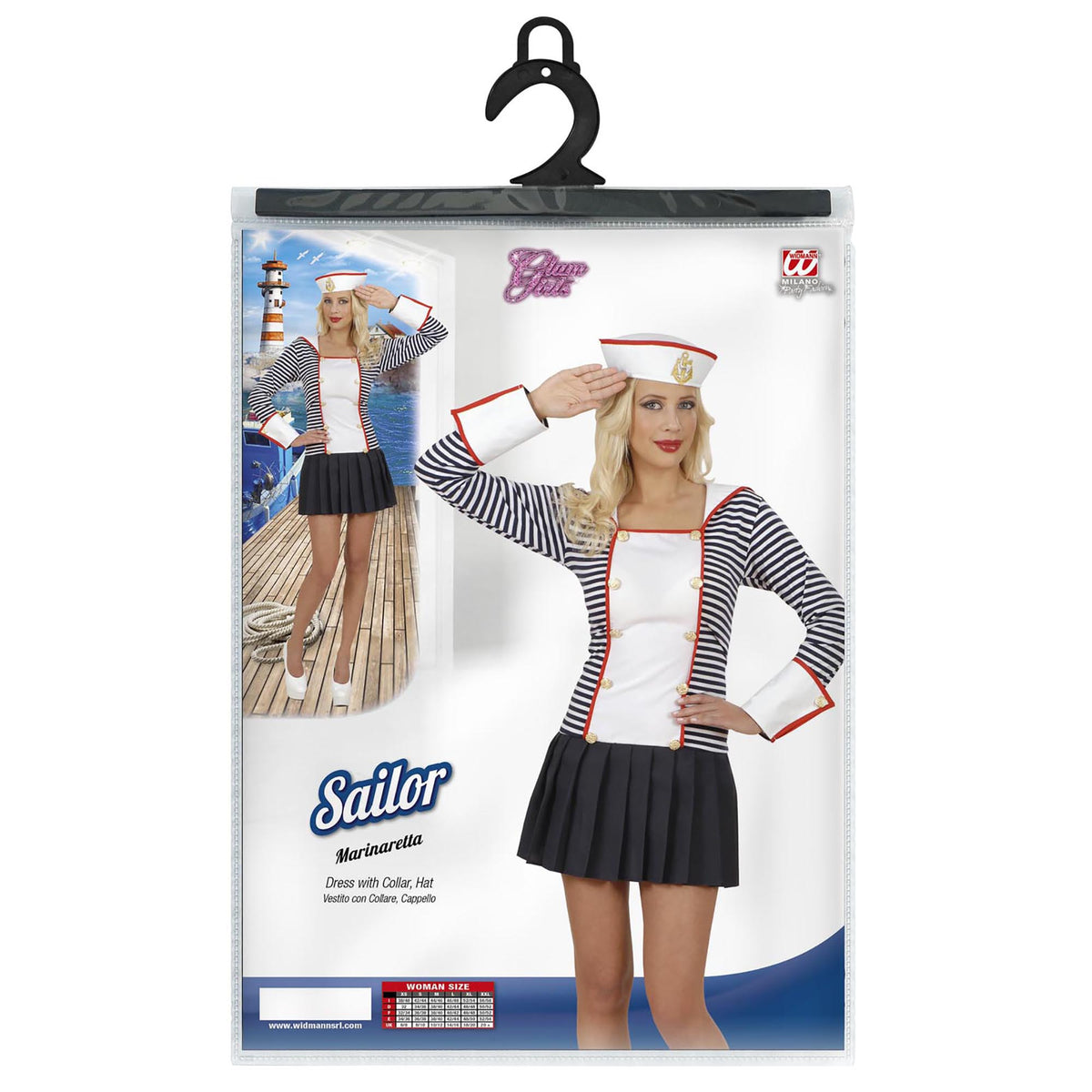 Widmann Matrosinnenkostüm mit Kleid, Kragen und Mütze in Grösse – Rückansicht