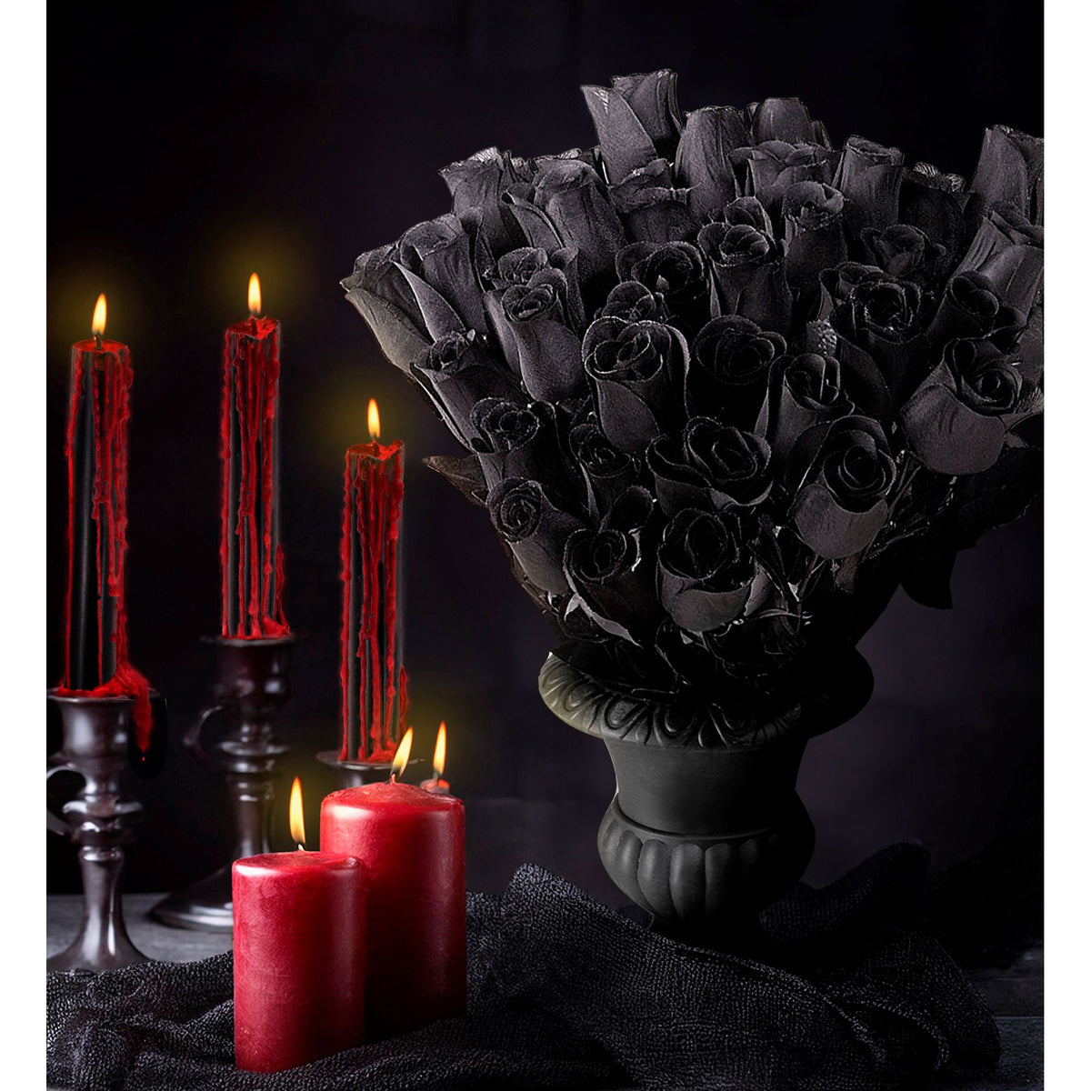 "SCHWARZE ROSEN" 48er Display Box - 44 cm
