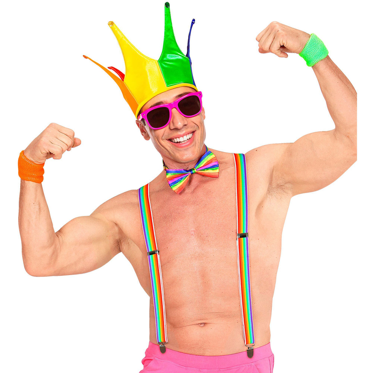 "HOSENTRÄGER IN REGENBOGENFARBEN"